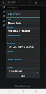 Contoh pengisian koneksi TeamSpeak